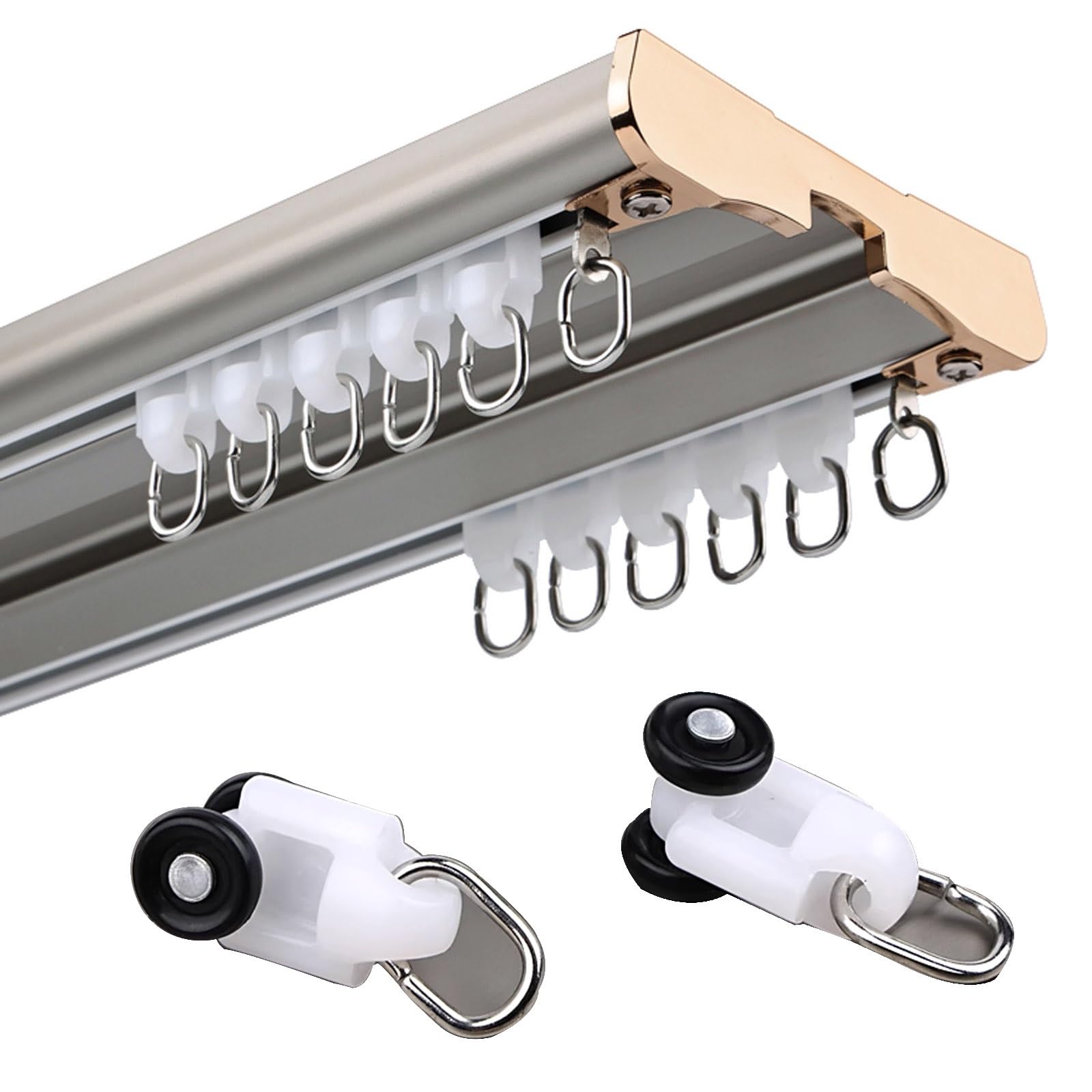 Double rail pour salon et chambre gris 3,9m avec roulettes silencieuses