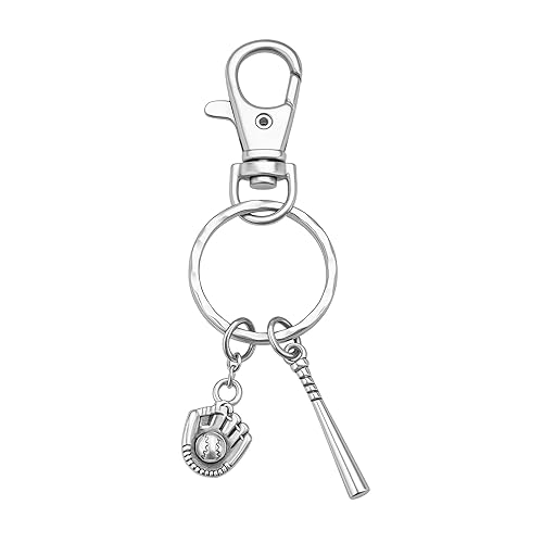 Sportybella - Baseball Keychain - with Bat and Glove Charm,