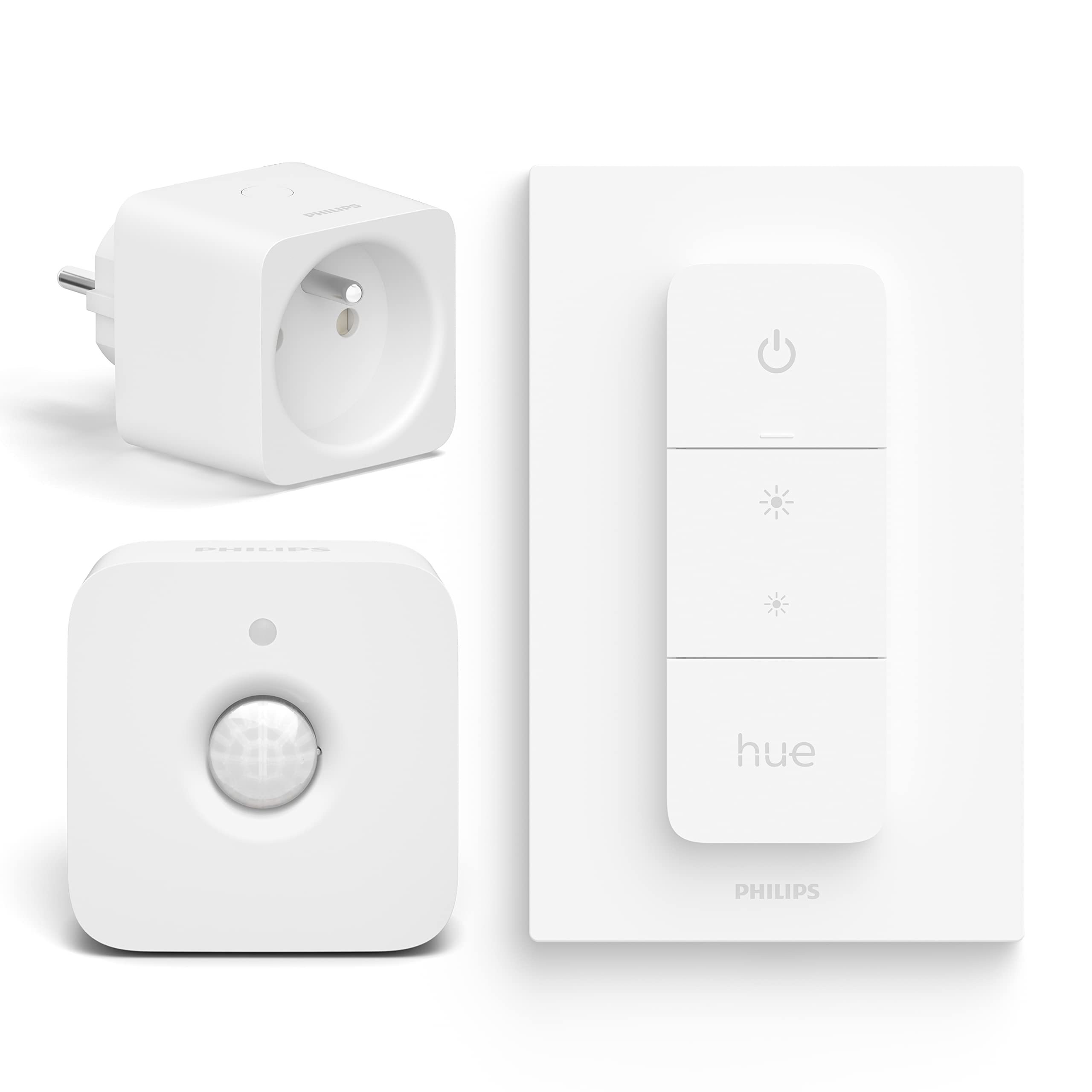 Philips Hue Pack Combi - Prise intelligente Hue Belgique, interrupteur variateur et détecteur de mouvement pour intérieur - Prise intelligente