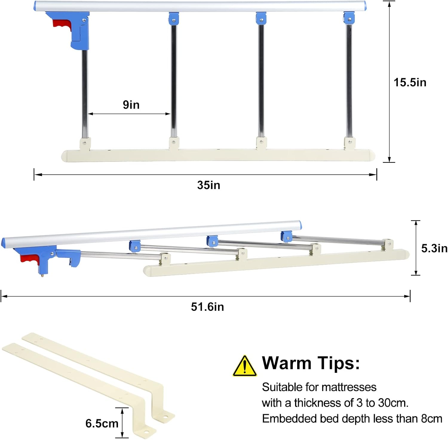 Buy Bed Rail Safety Side Guard Assist Handle Handicap Bed Railing