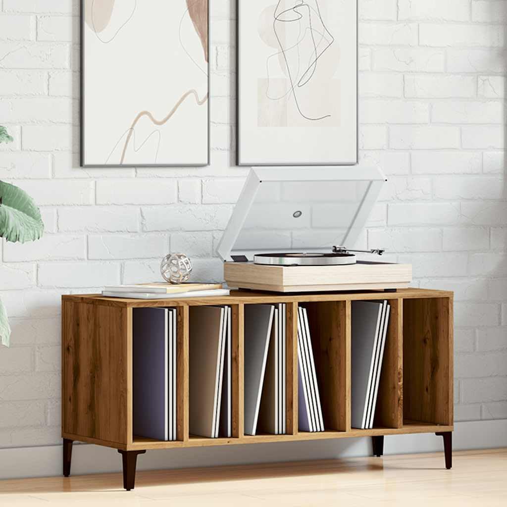 vidaXL Mueble para Discos Madera ingeniería Roble Artisan 100x38x48 cm, Armario de almacenaje de Discos, Mueble para Discos de Vinilo, aparador