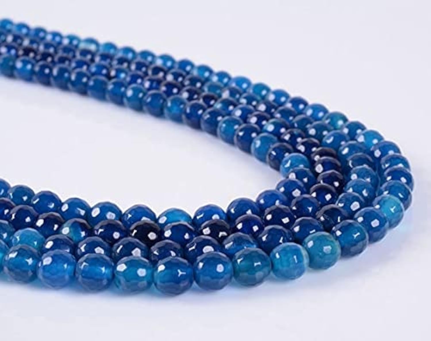 Agate bleue 6mm LKBEADS perle ronde facettée pierre fine création de bijoux diy