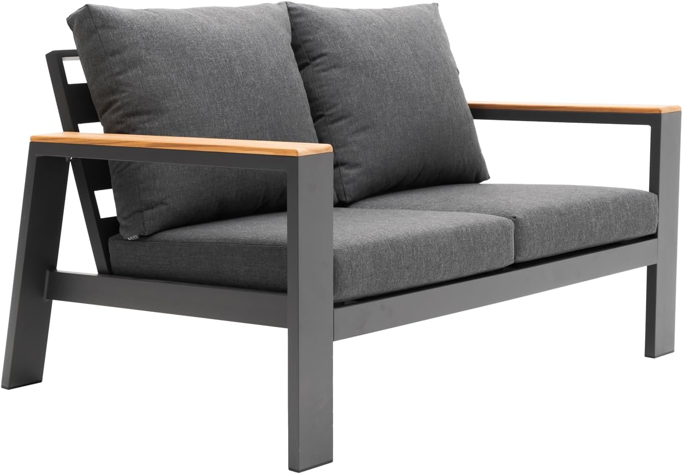 Outdoor Loveseat Sofa All-Weather Patio Sofa Couch High Back 2 Seater Aluminum Sofa Chair with Cushions Patio Furniture,Grey