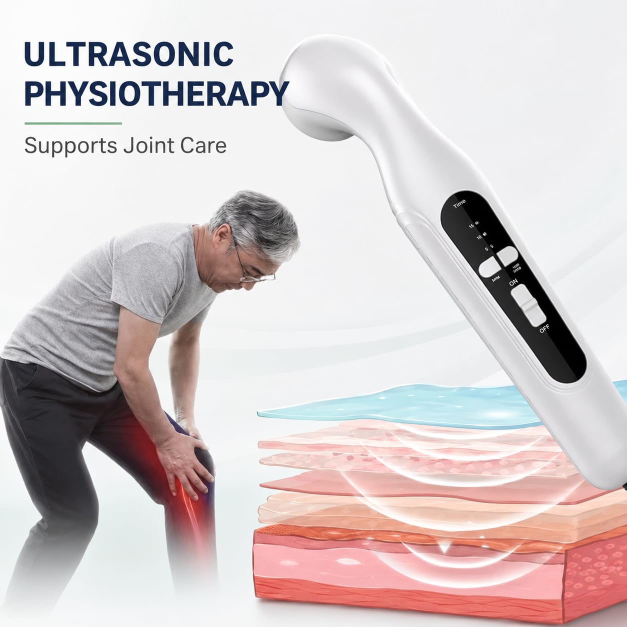 Macchina per fisioterapia ad ultrasuoni con 3 livelli di intensità per alleviare il dolore e recuperare lesioni sportive a casa o per uso professionale