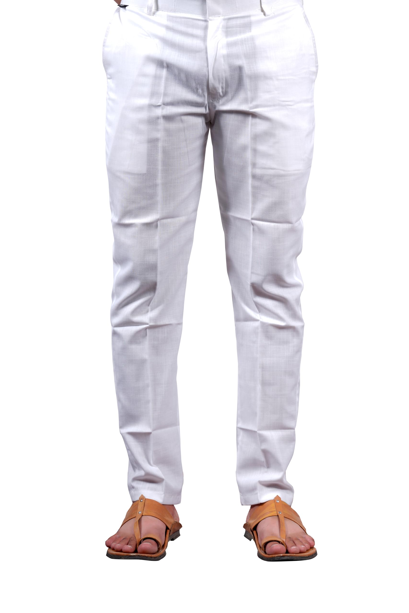 varbandhan Men's Cotton Silk Straight Fit Pant – Plain White Bottom for Festive, Wedding & Casual Outfits-picture-49