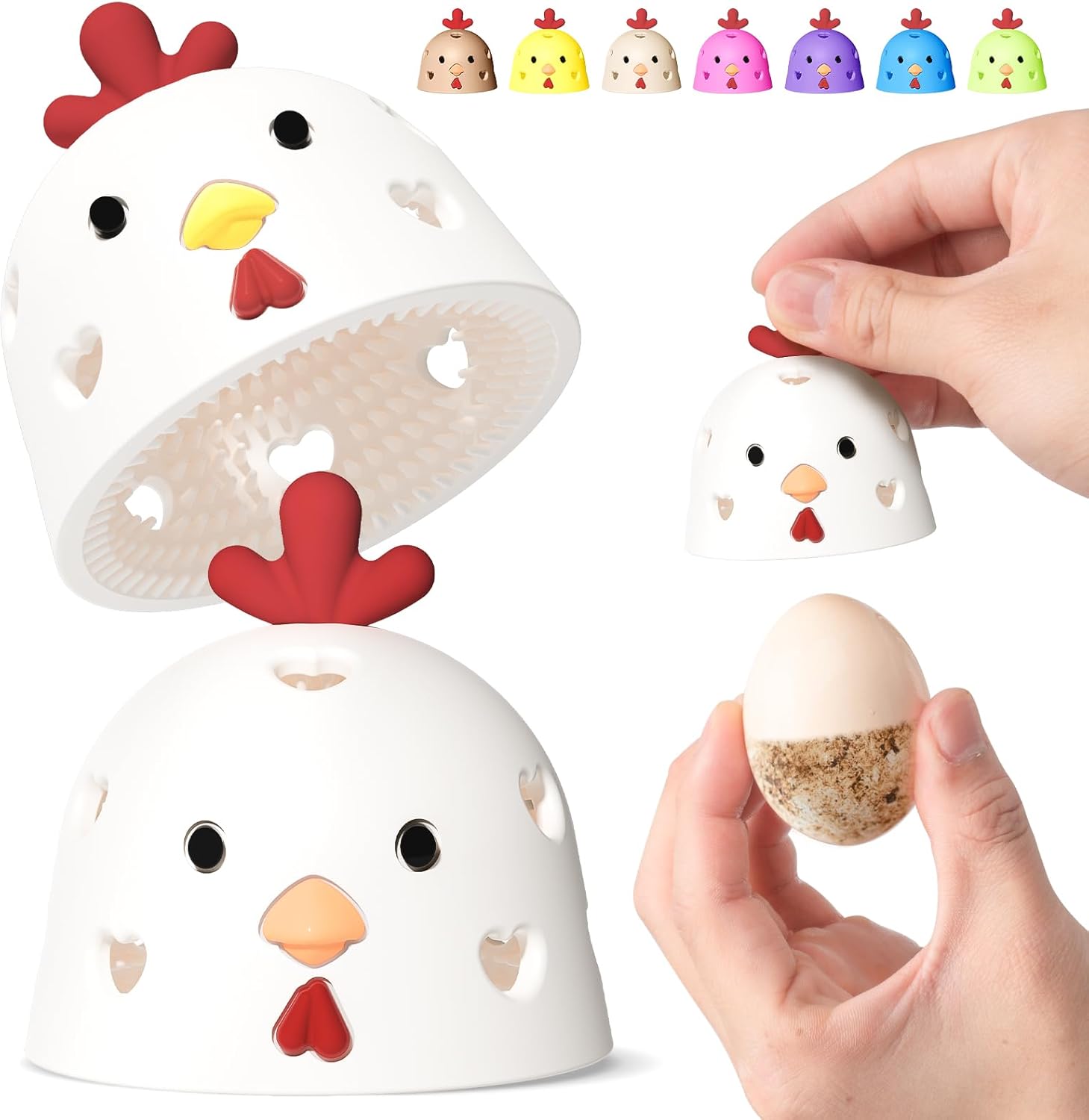 2Pcs Egg Brush for Cleaning Fresh Eggs | Silicone Egg Cleaner Scrubber & Washer Tool | Egg Washing Brush for Backyard Chicken Coops, Homesteaders, Egg Collectors and Farmers White Y