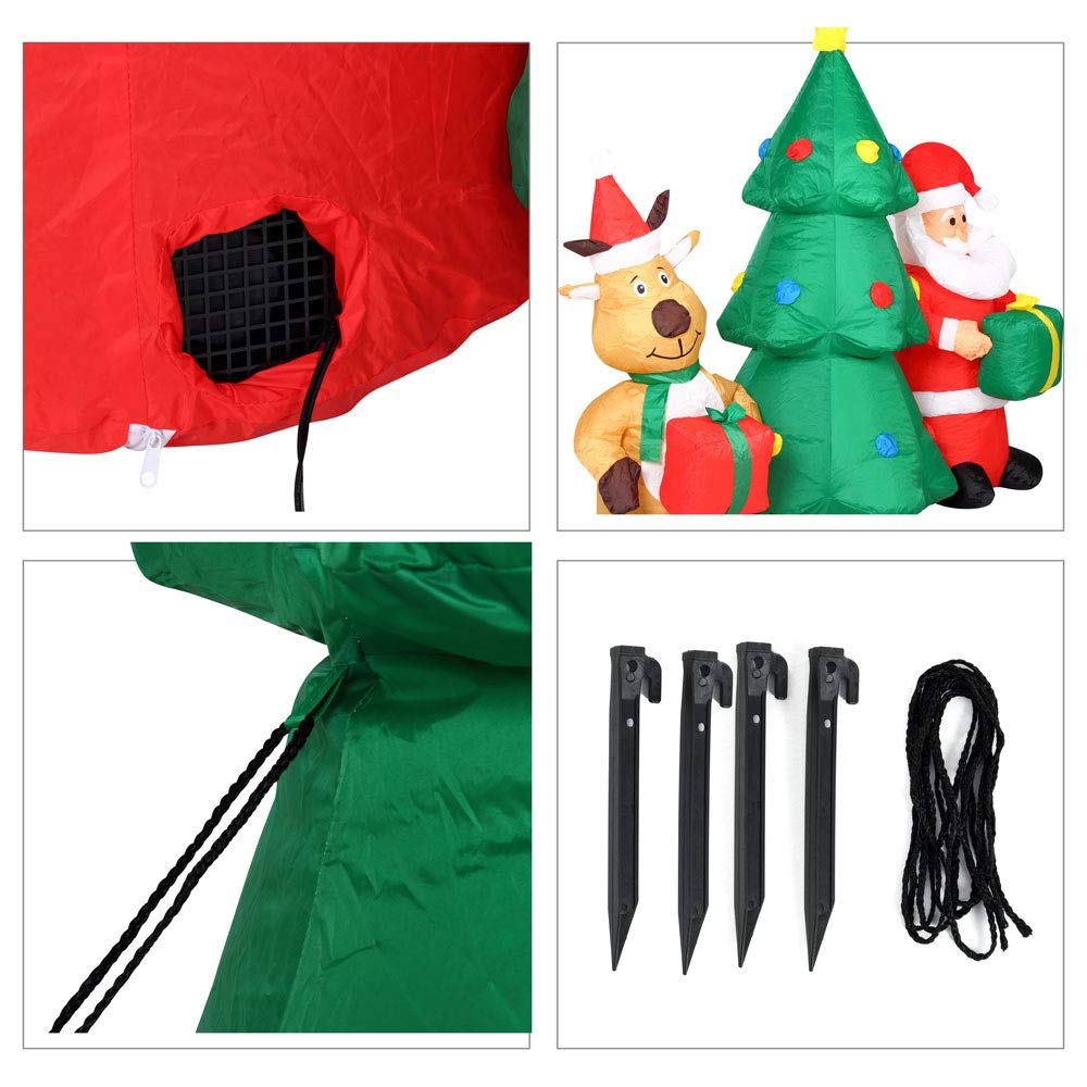 GONFIABILE ALBERO NATALIZIO Babbo Natale E Renna Luci A