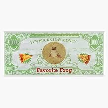 Favorite Frog Fun Bucks Play Money Fake Bill Funny Novelty Waterproof Durable Car 5 Inch 2 Pack Reusable Magnet