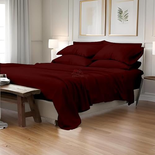 Miniatura 10 de Juego de sábanas de tamaño individual, juego de 6 piezas, sábanas 100% algodón, 600 hilos satinados, sábanas refrescantes de bolsillo profundo,