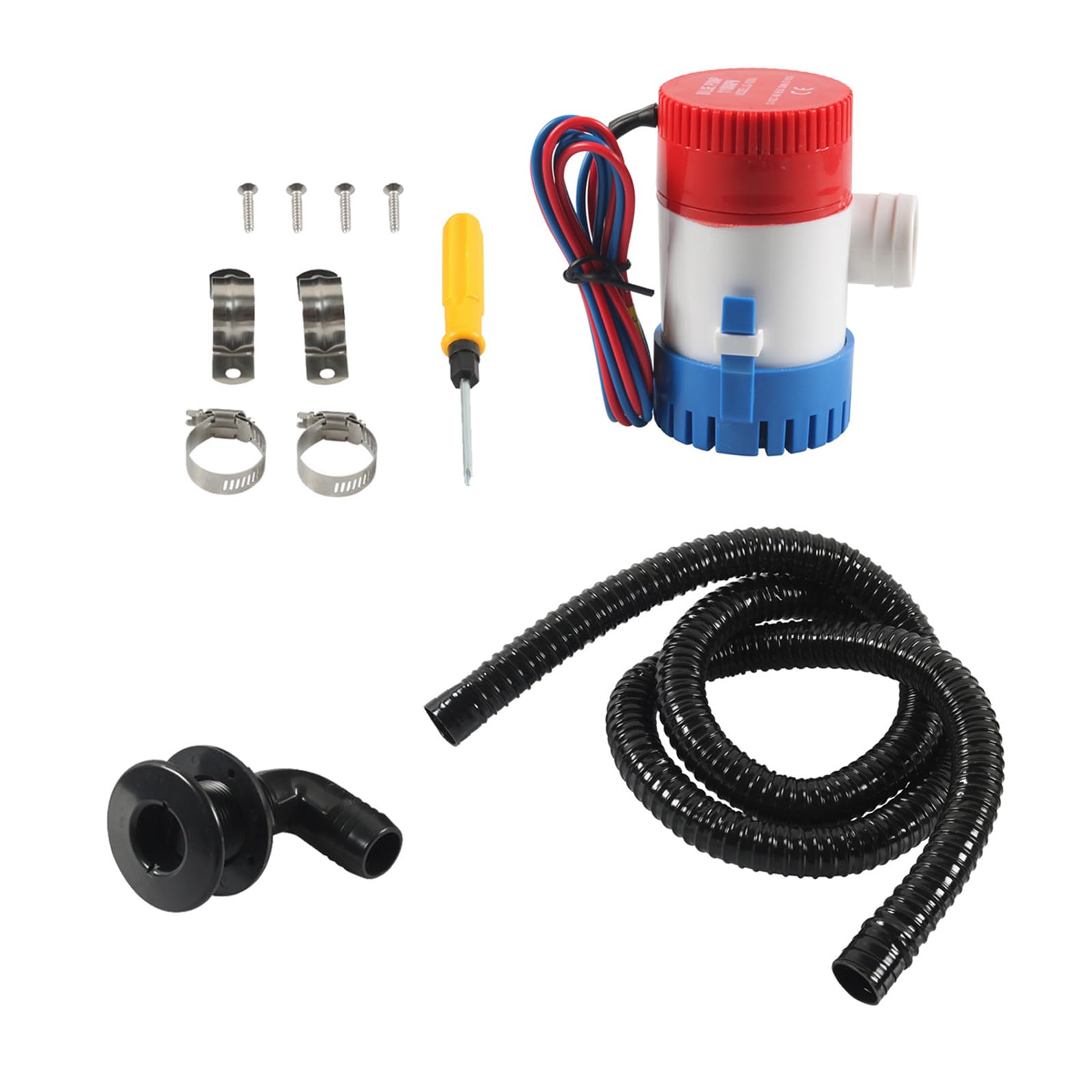 Motorhomes Boat Marine Bilge Pumps Hose Installation Kits 1-1/8 Inch with Stainless Clamps & Elbow Thru Hull Scupper High Efficiency Pumps