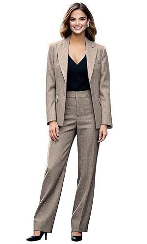 Womens 2 Piece Pants Linen Suit Dressy Business Outfits Professional Blazer Pantsuits Set Casual Office Work Outfits
