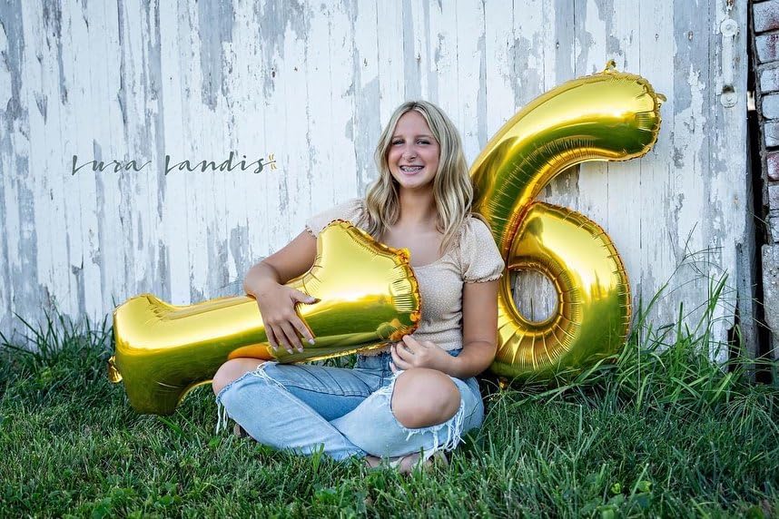 Image of Gold Number 16 Balloon 40 inch, 16 Number Balloons, 16th Gold Birthday Decorations, 16 Year Old Golden Party Supplies