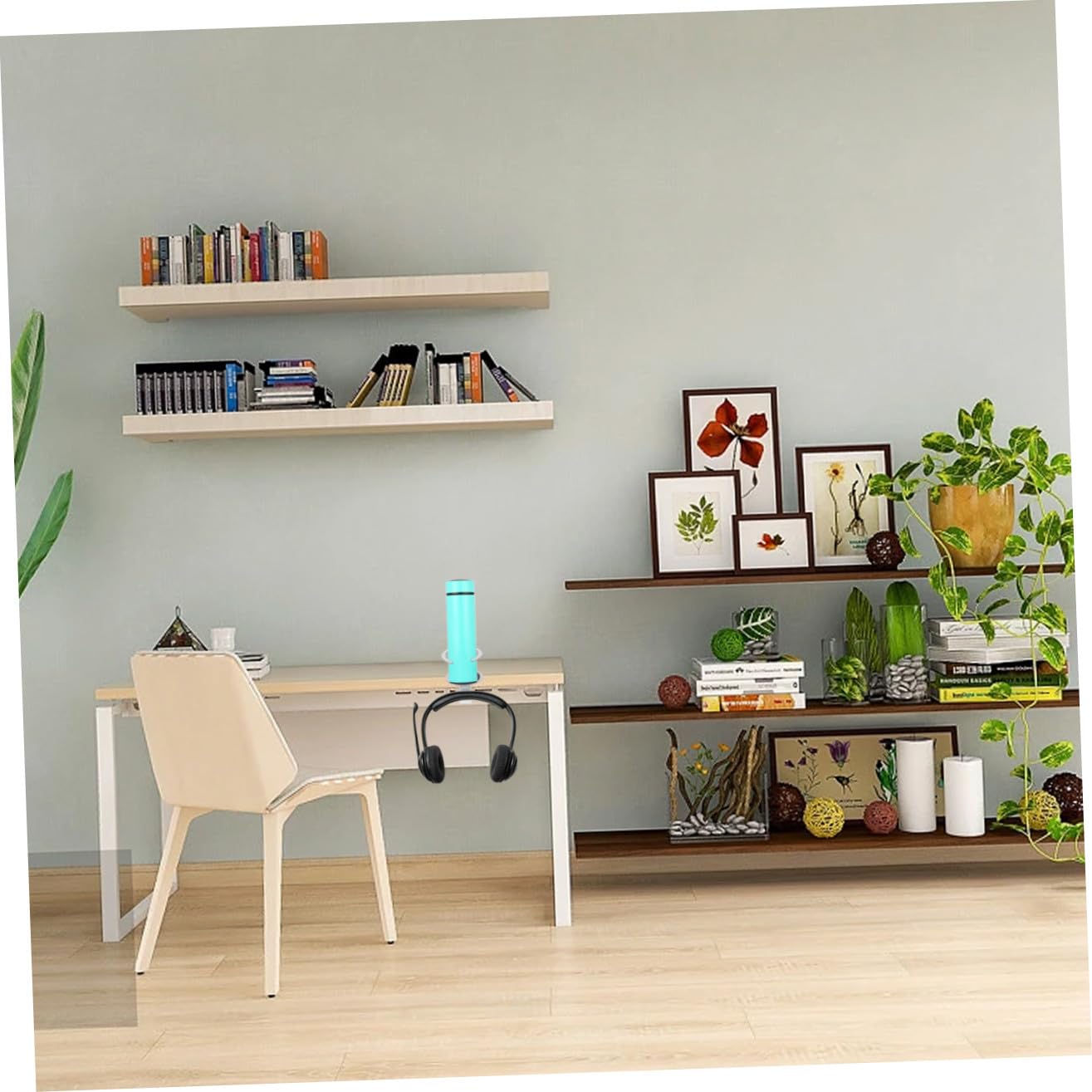 BESTonZON Ganchos para Auriculares y Soporte De Taza Bajo Escritorio Soporte Ajustable para Auriculares De Pc Organizador Multifuncional para Hogar y Oficina
