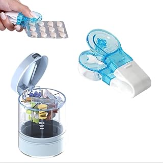 🎁 FREEBIE: 2 Pcs Pill Cutter Drug Dispenser with 7 Day Pill Compartments Portable Pill Cutter Gift for Different Size Tablets