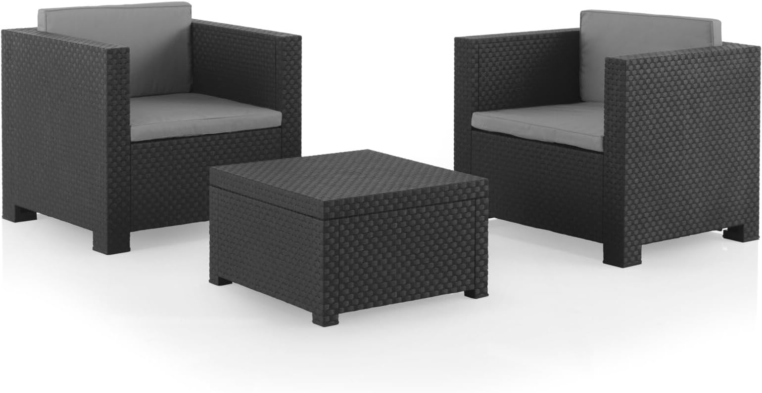 Shaf - Diva Tête à Tête | Dark Gray Color Garden Furniture Sets | Corner Outdoor Furniture Set in Resin Made with Recycled Materials
