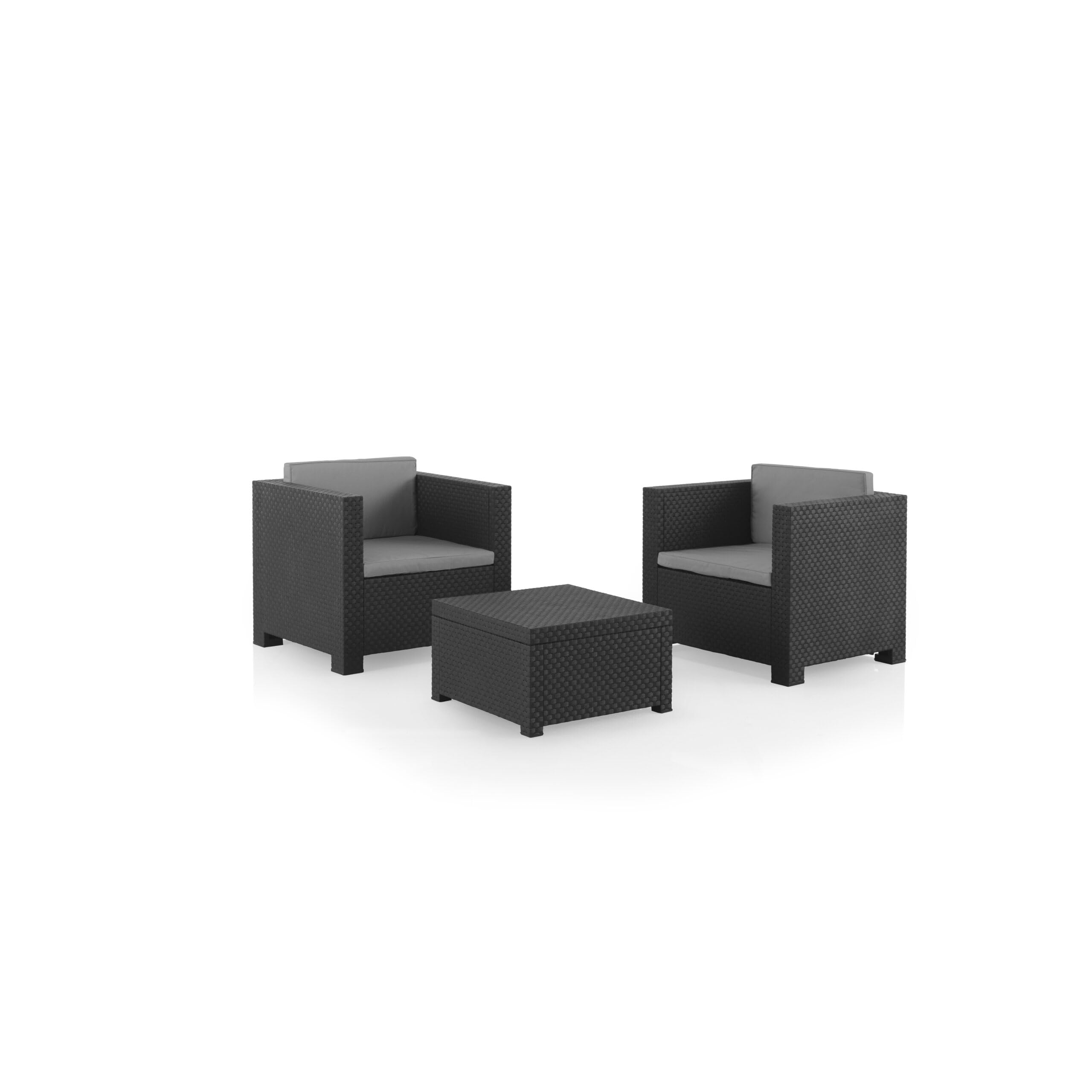 Shaf - Diva Tête à Tête | Dark Gray Color Garden Furniture Sets | Corner Outdoor Furniture Set in Resin Made with Recycled Materials