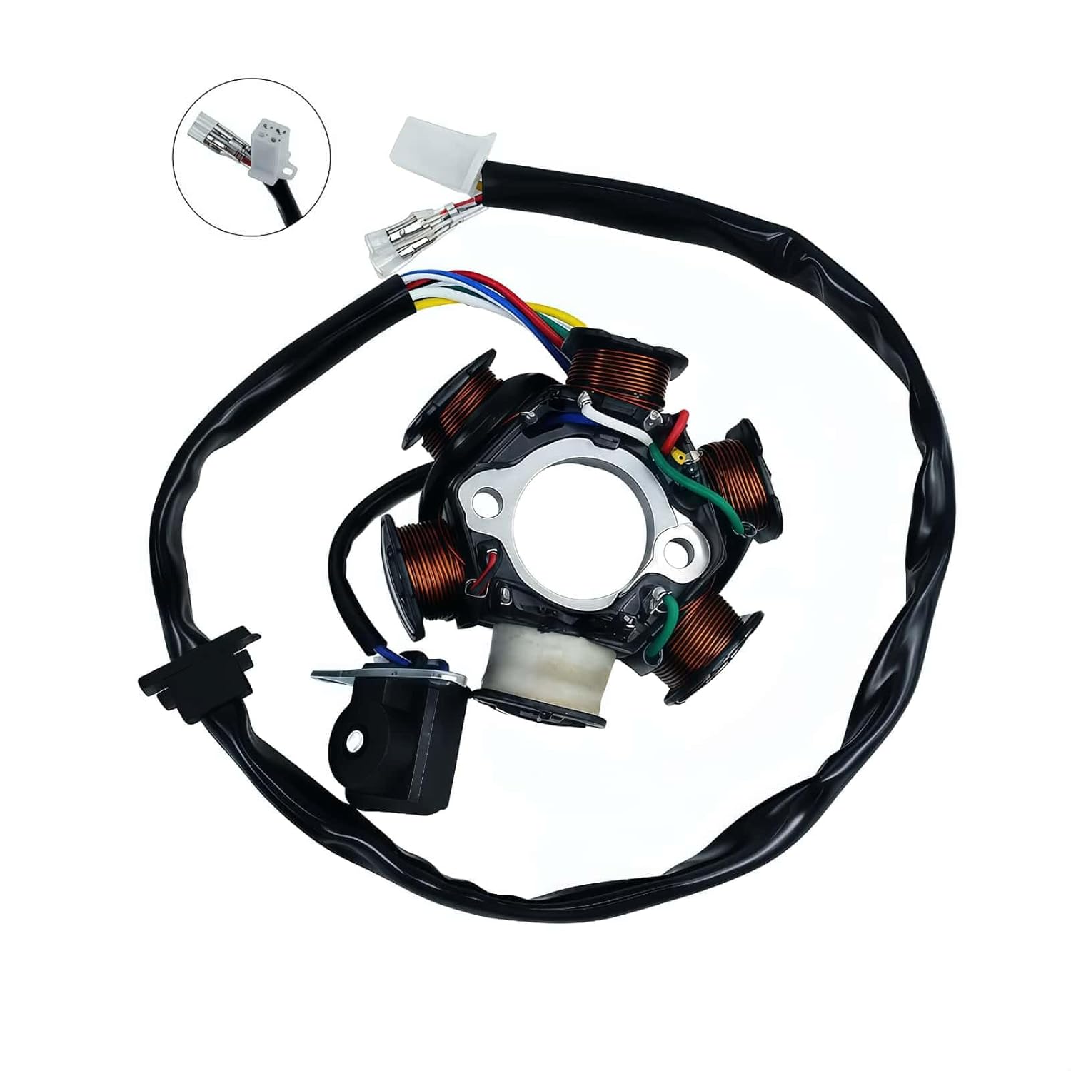 Complete Wiring Harness kit Electrics Wire Loom Assembly for GY6 125cc 150cc Scooter Moped 4-Stroke Engine with Ignition Switch Solenoid Relay CDI Stator Regulator