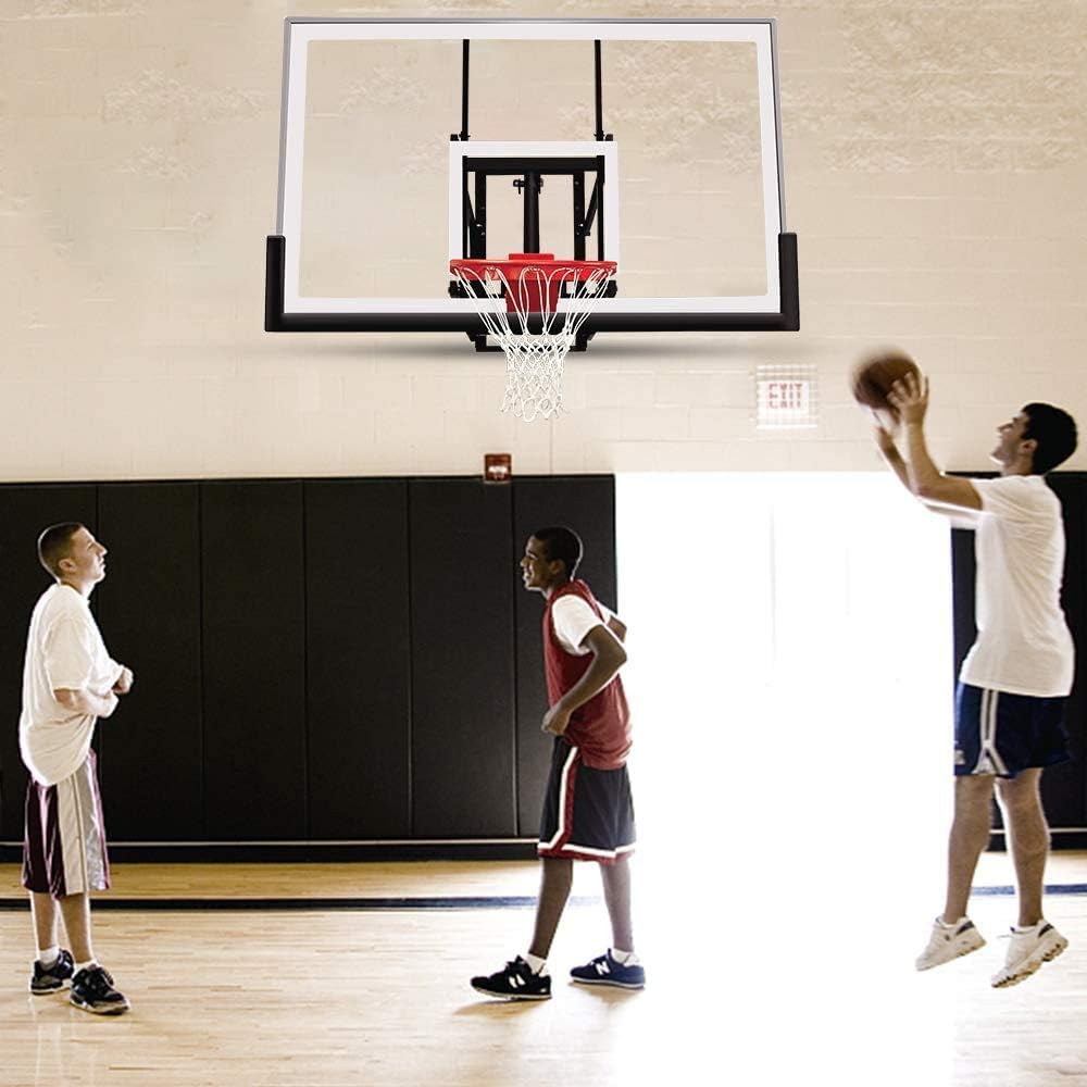katop 60 Inch Wall Moundted Basketball Goal Hoop with a High-Performance Tempered Glass Backboard, Effortlessly Height Adjustable from 7.5 to 10 Feet Fit Indoor and Outdoor Wall (60'' Backboard) : Sports & Outdoors