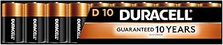 Duracell Coppertop D Batteries, 10 Count (1 Pack), D Battery with Long-lasting Power, All-Purpose Alkaline Battery for Household and Office Devices