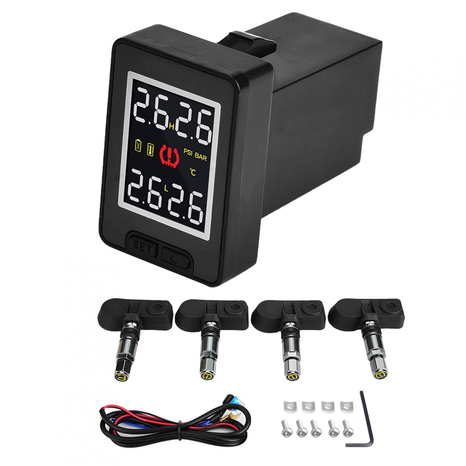 Système de Surveillance Tpms de Voiture, Système de Surveillance de la Pression des Pneus de Voiture TPMS avec 4 Capteurs Internes