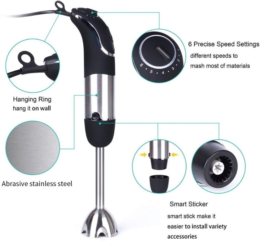 Hand Blender Agitator Multi-Function 4-in-1 Immersion Stir Bar 850w High Power, with Egg Beater Beaker Ground Meat Cup