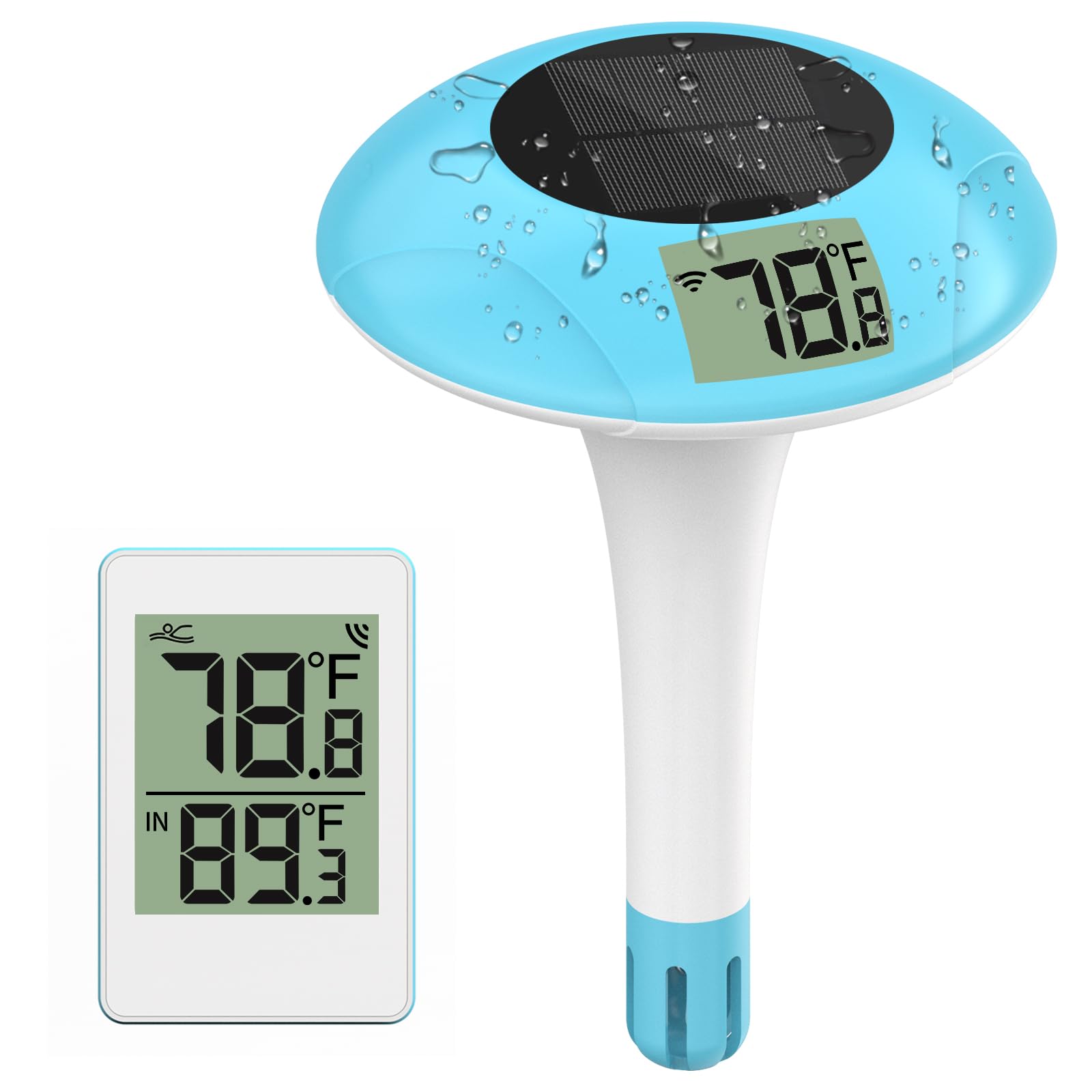 ZHK Termometro digitale senza fili, termometro da piscina, facile lettura, impermeabile IPX-8