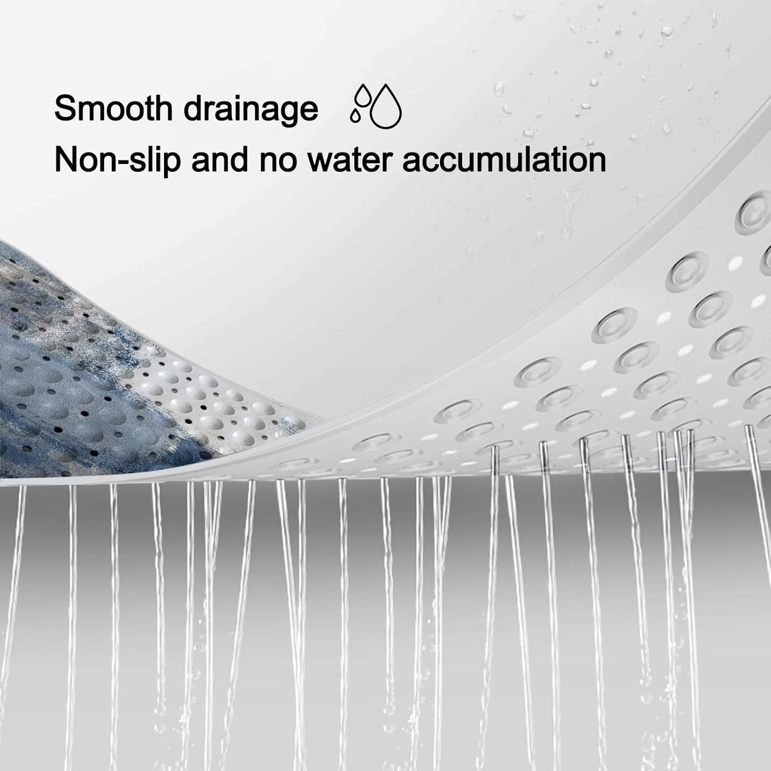 LNOND Blue Bathtub Mat Non Slip, 40 X 16 Inch Tub Mat for Bathroom + 4 Pieces Bathroom Wall Art, Relax Soak Unwind Breathe Blue Abstract Bathroom Signs Decor