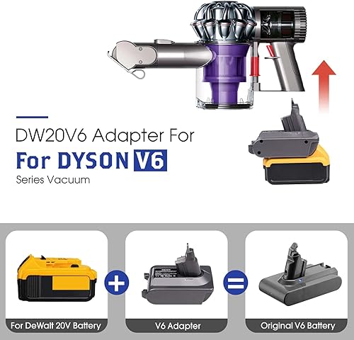 Miniatura 3 de V6 Adaptador para convertidor de batería de litio Dewalt de 20 V para reemplazar a batería Dyson V6, funciona con Dyson V6 Series DC58 DC59 DC61