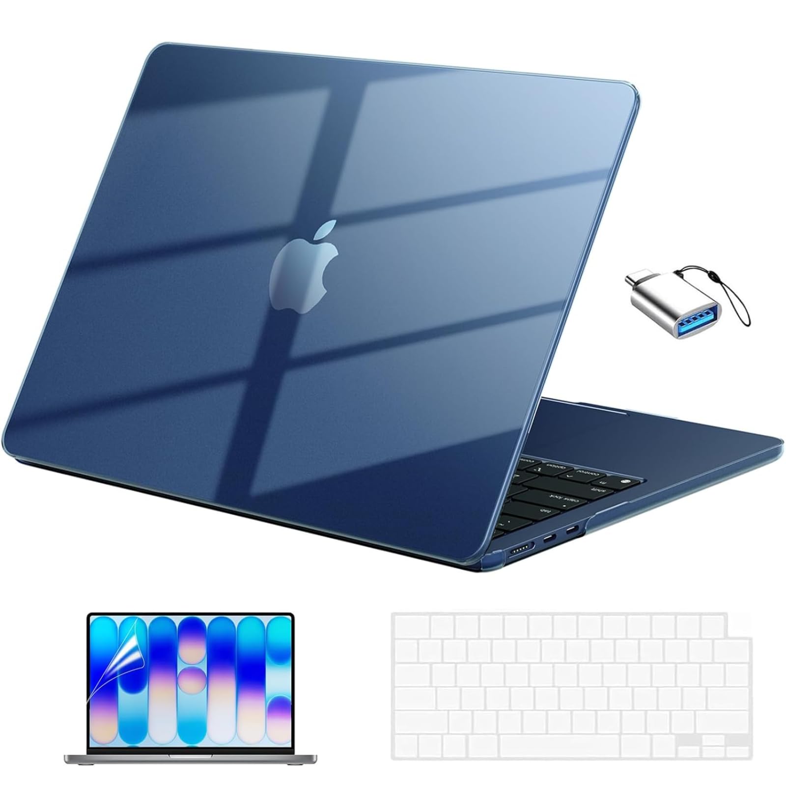 Photo 1 of EooCoo for MacBook Neo Case 13 inch 2026 Model A3404 with A18 Pro Chip, Scratch Resistant Protective Hard Shell Case & Keyboard Cover & Screen Film & Type C, Crystal Indigo
