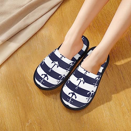 Anchors Print House Slippers For Women And Men,Soft Slippers With Memory Foam,Non-Slip Indoor Home Shoes4
