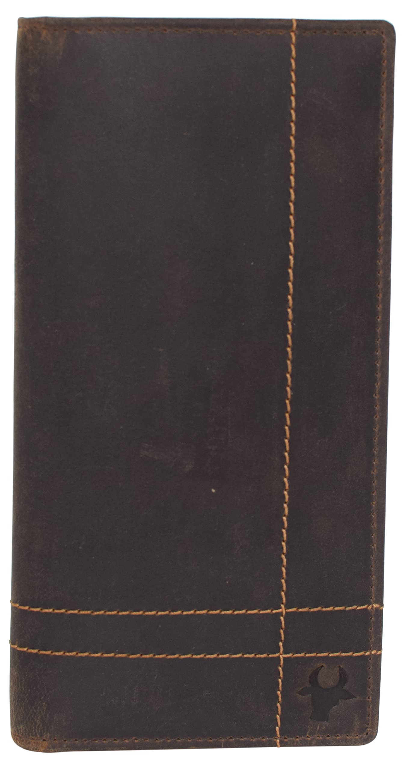 Genuine Leather Checkbook Cover For Men & Women Checkbook Holder Wallet RFID Blocking USA Series (Vintage Logo Brown)