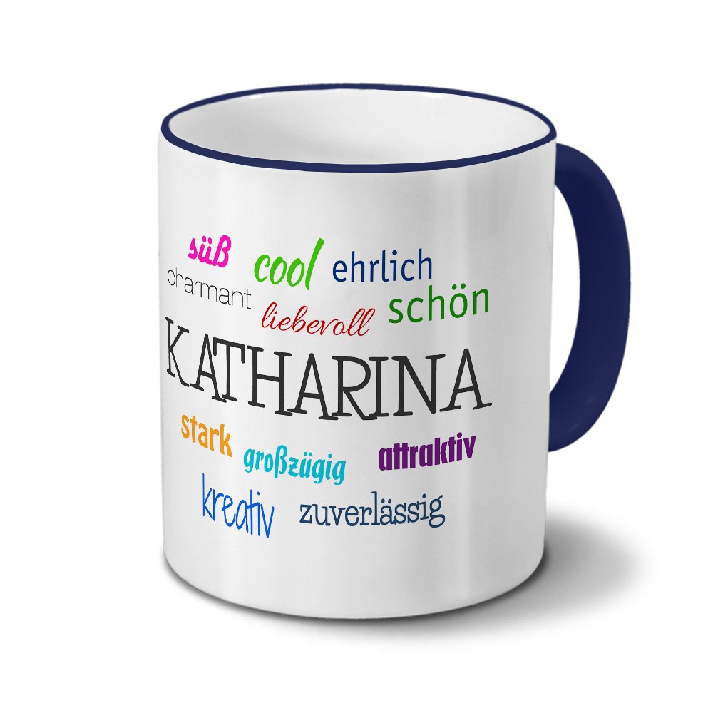 Personalisiert: Tasse Mit Namen Katharina & Engel-Motiv – Kaffeebecher In Rosa, Spülmaschinenfest