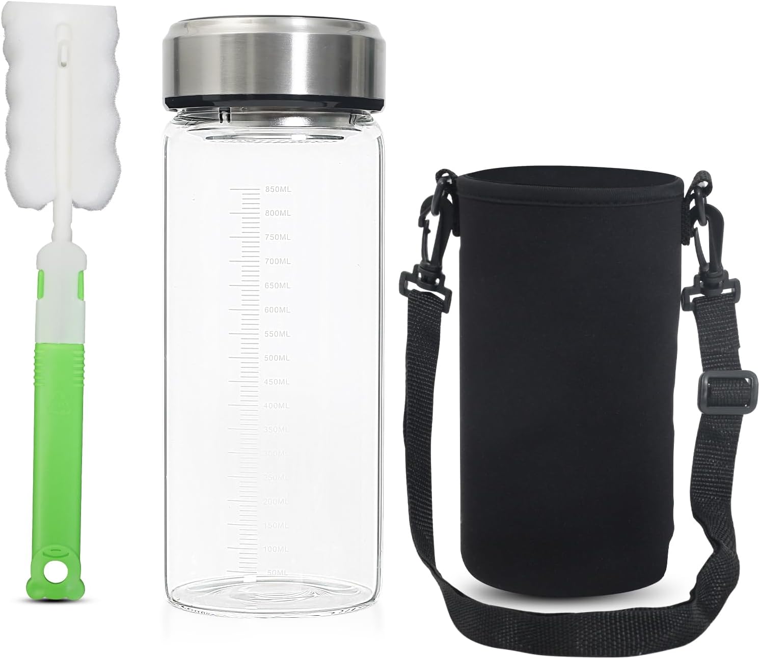 32 Oz Glass Water Bottle High Borosilicate With Neoprene Sleeve Leak Proof Lid | UK