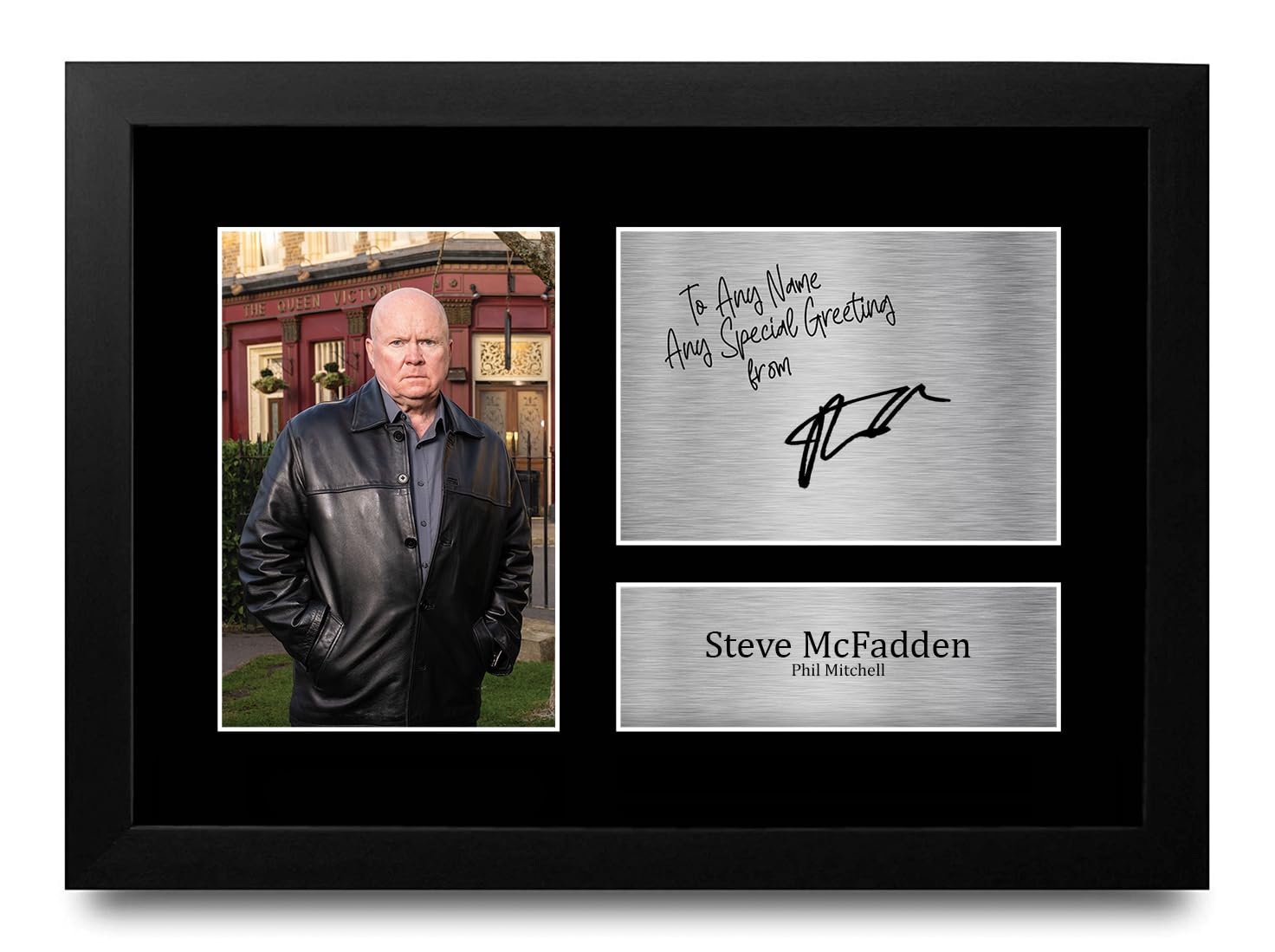 HWC Trading Steve McFadden Personalised Gift - Signed Autograph Picture, Framed A4 TV Memorabilia with Custom Name Message for Birthday Christmas Wedding