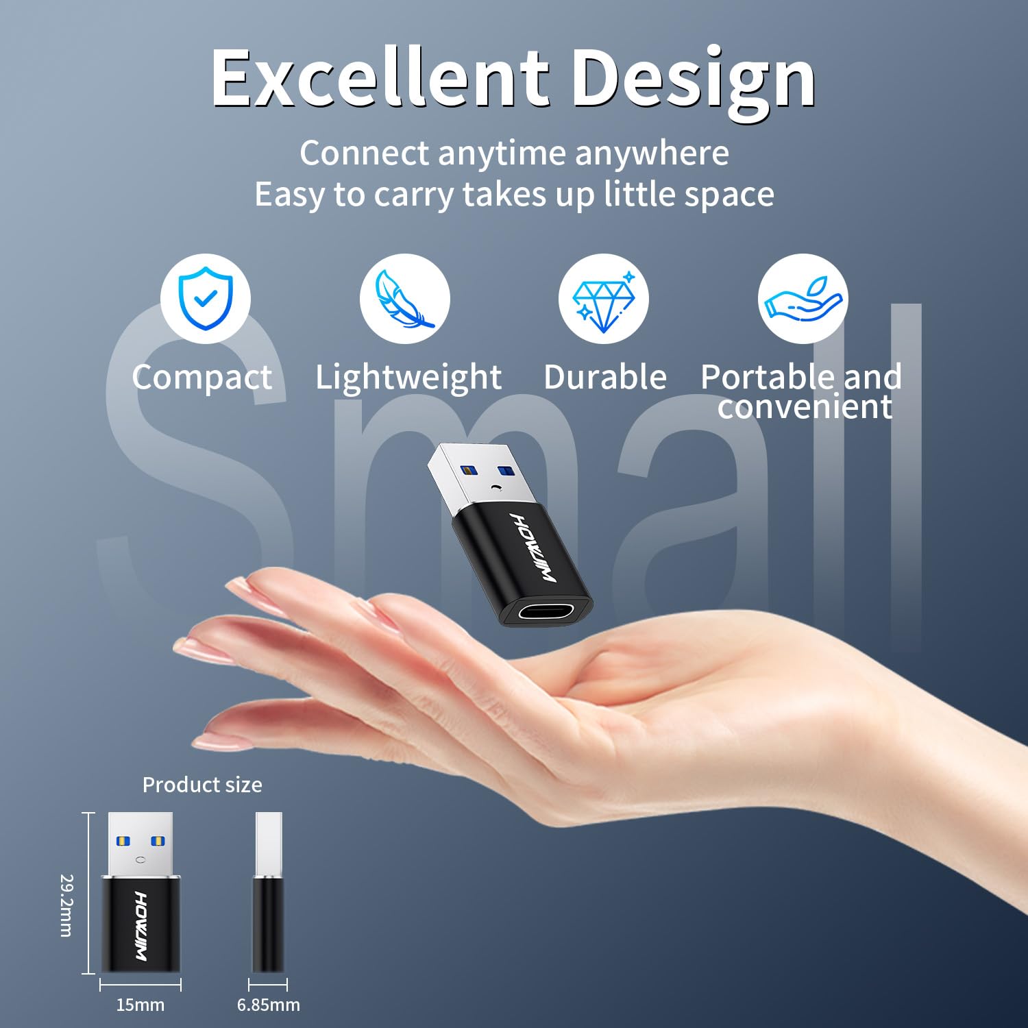 Paquete de 4 adaptadores USB a USB C, USB C hembra a USB 3.0 macho, transferencia de datos de carga rápida de 5 Gbps para M-acBook, i-Pad, i-Phone 15 16, G-alaxy, X-Peria, A-pple Watch