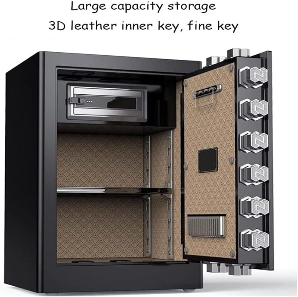 strongbox Fireproof Waterproof Room Electronic Smart Multi-Layer Fingerprint Password Safe File Storage Box Cabinet Safes Gold for Home Office