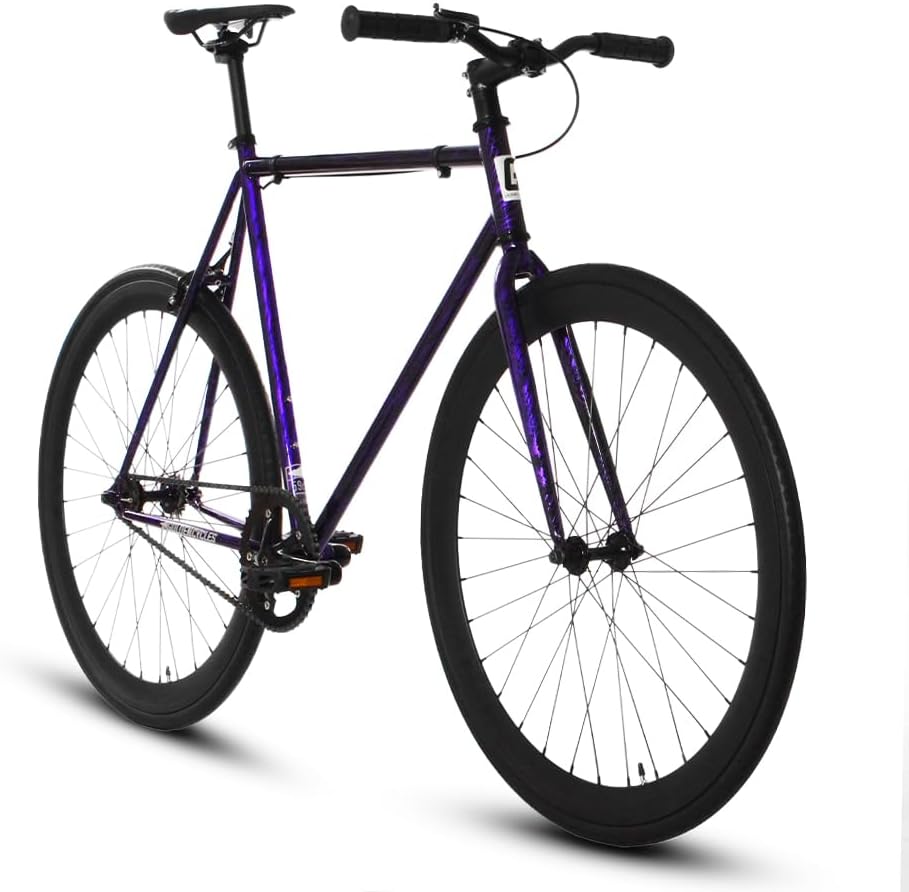 Golden Cycles Fixed Gear Single Speed Bike - Perfect Urban Commuter Bike with Front Brake and Rear Brake - Perfect for Teens and Adults - Bicycles Available in Various Sizes