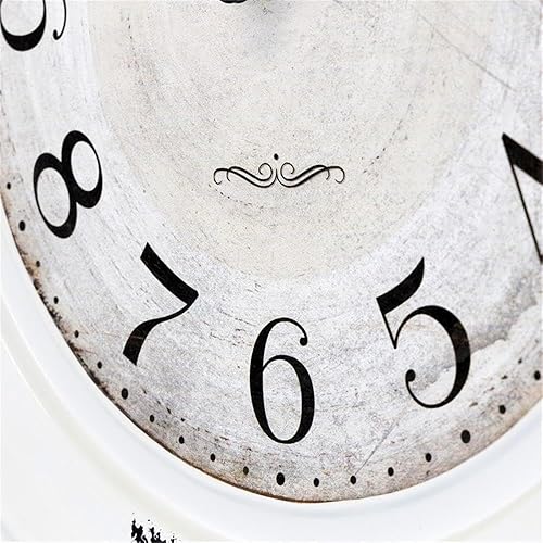 Miniatura 9 de Yosemite Home Decor Reloj de pared circular de hierro, marco blanco, cara blanca, texto negro, manecillas negras