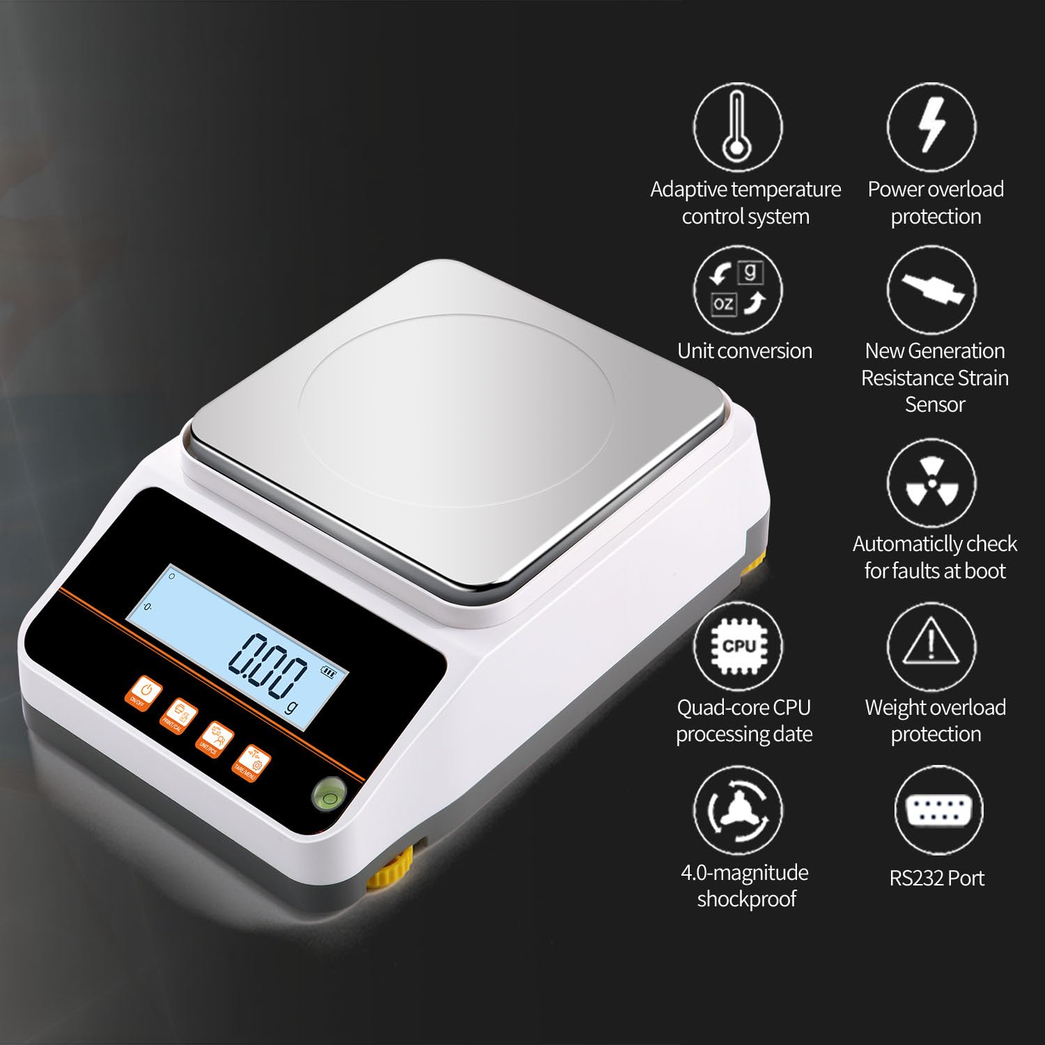 Balanza analítica de laboratorio inteligente de 3kg x 0.01g con modo de pesaje, modo de conteo, modo de precios, modo de porcentaje, modo de función, modo de tela textil. 19 unidades y admite