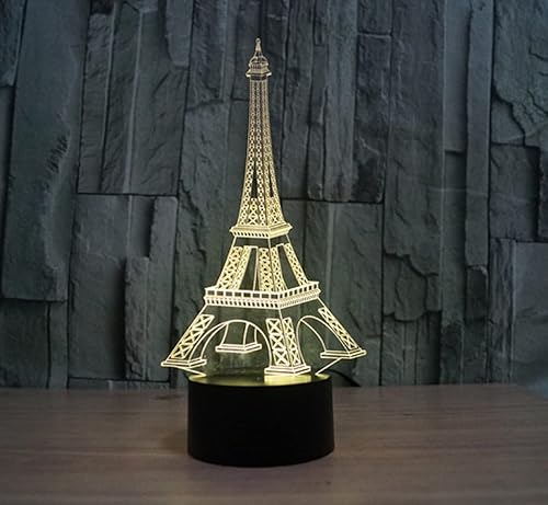 Miniatura 6 de Luz nocturna para niños, 3D, torre Eiffel, lámpara LED con control remoto, 16 colores cambiantes, regalo de cumpleaños de Navidad para niños