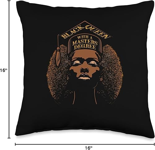 Miniatura 4 de Black African American Pride Graduate Black Queen Degree, Masters - Almohada de graduación, 16 x 16 pulgadas, multicolor
