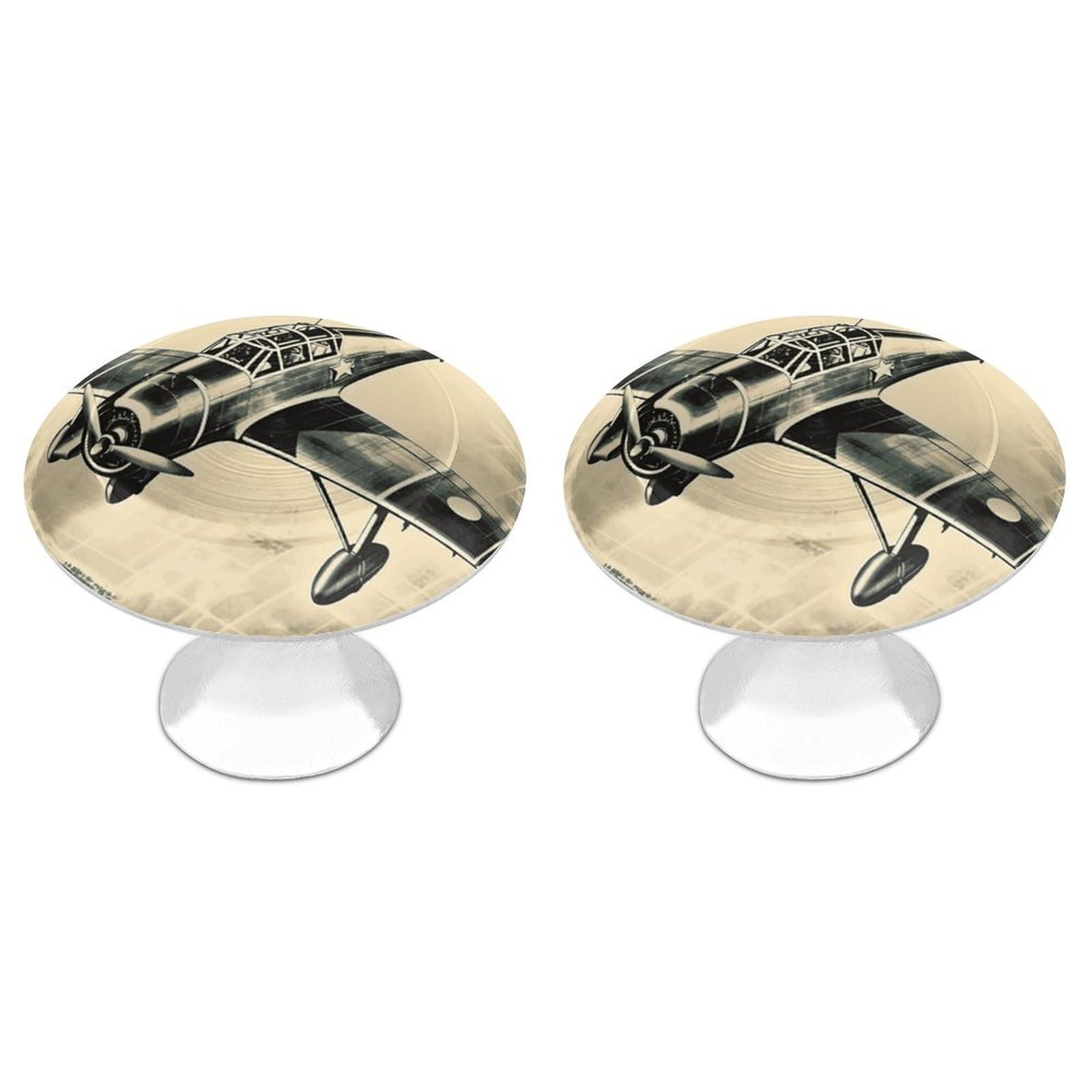 FekiLoot Retro Airplane Cabinet Knob 2 Pack Mini Round Drawer Pulls Stainless Steel Dresser Drawer Knobs Kitchen Drawer Hardware for Bathroom Dresser Closet Door Knobs