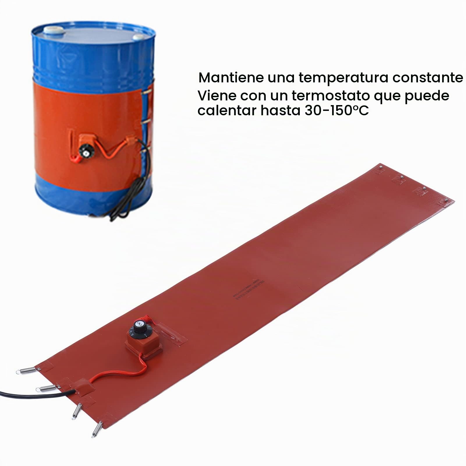 1200W Manta Calefactora para Bidones, 13.2 Galones 50 litros Tambor Y Calentadores de Bidones, Silicona Almohadilla Calefactora para Bidones con Termostato Manta Aislante para Calentadores Agua(#2)