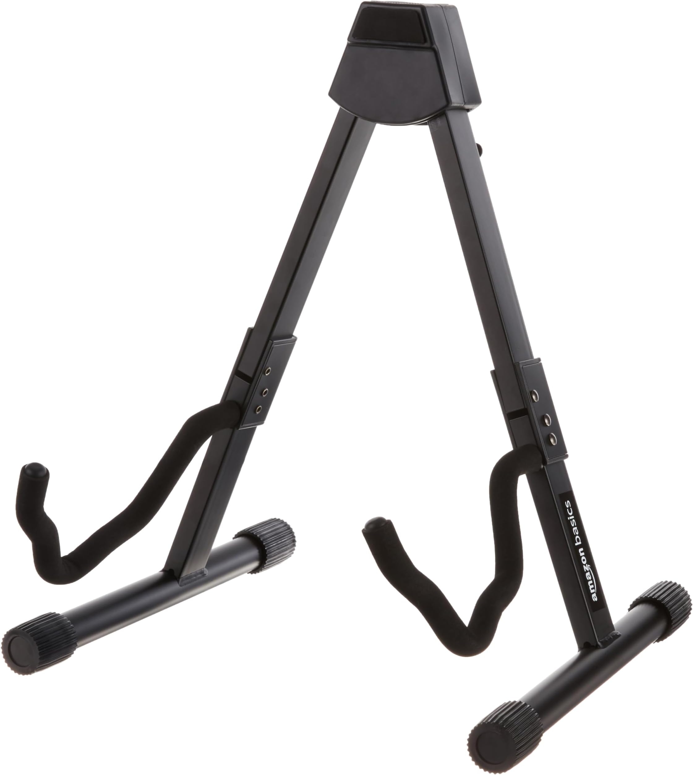 Amazon Basics Portable Adjustable Folding Guitar Stand for Electric and Acoustic Guitars, A-shape, Fully Assembled with Padded Foam, Black, 8.66 x 15.16 x 3.74 inches