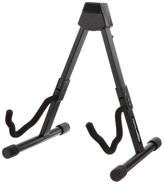 Amazon Basics Portable Adjustable Folding Guitar Stand for Electric and Acoustic Guitars A-shape Fully Assembled with Padded Foam