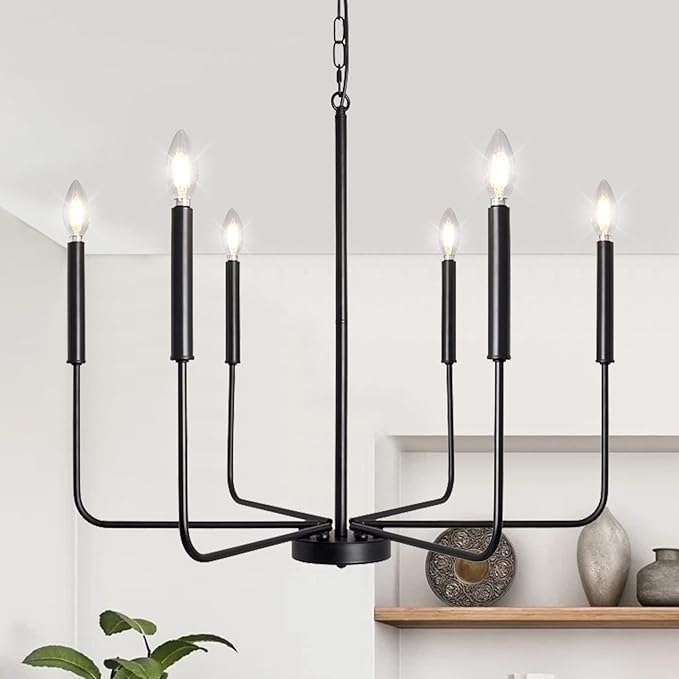 Black Chandeliers Ceiling Lights, 6 Lights Modern Farmhouse Chandelier