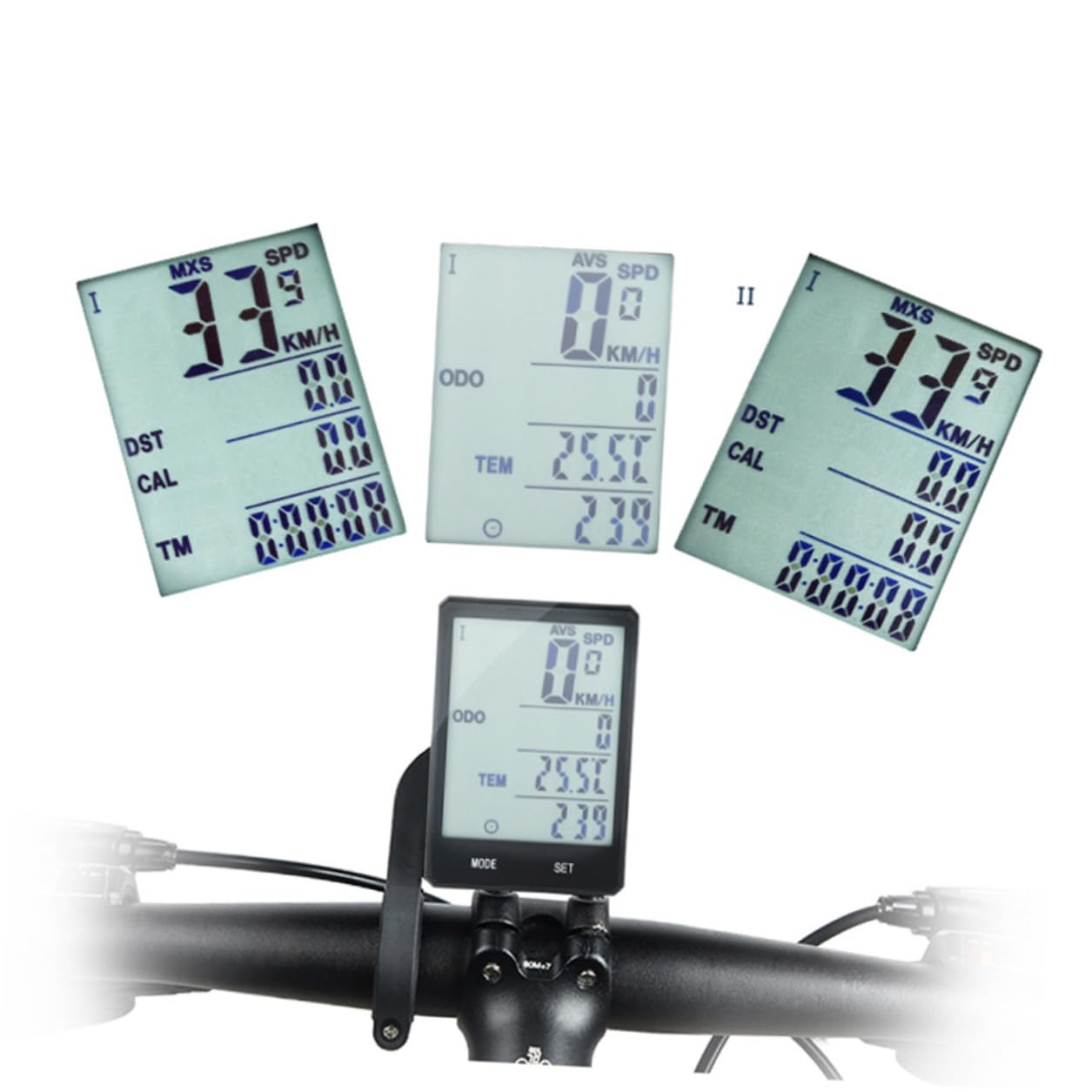 Tachimetro Notte per Bicicletta senza Fili Display Lcd e Batteria 2032 | Conta Chilometri Leggero, Schermo Luminoso Nero, per Escursioni e Salite, Corpo Plastico Componenti Elettronici
