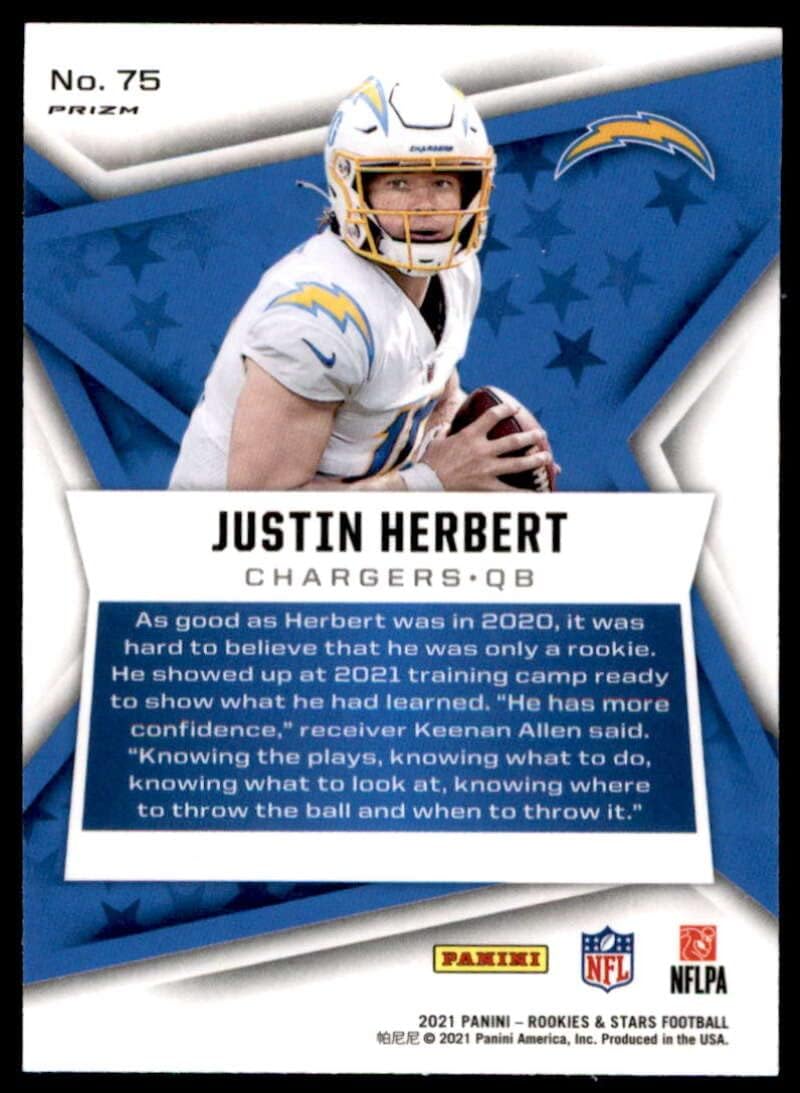 2021 Panini Rookies and Stars Pulsar Prizm #75 Justin Herbert Los Angeles Chargers (Silver Holo Refractor) NFL Football Card NM-MT