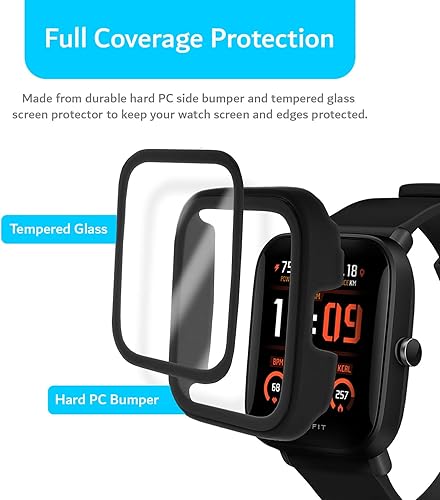 Miniatura 3 de TUDIA Funda de vidrio templado fácil de poner compatible con Bip U Pro, cobertura completa, a prueba de golpes, delgada, con protector de pantalla,