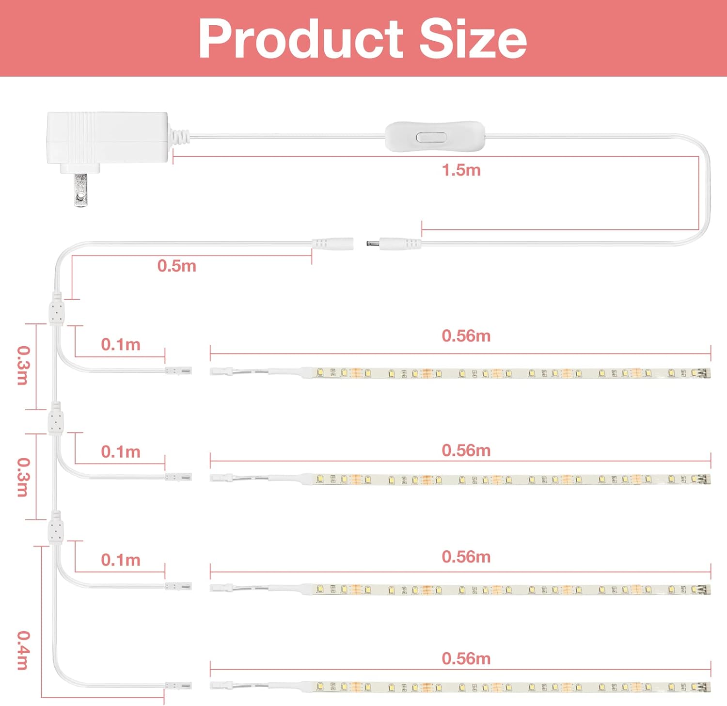 WOBANE LED Shelf Light, LED Closet Light Kit, 4PCS 20inch Pre-Cut Strip Bars, Designed for Shelves,Display Case, Bookshelf, in Cabinet Lighting, 2700K Warm White